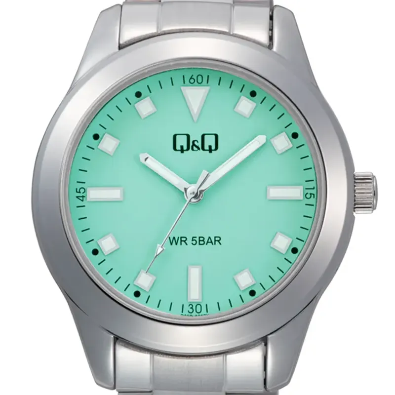 Q&Q Tiffany Blue Dial Quartz Silver Ladies Watch- Q35B-007PY